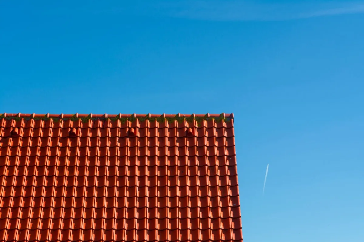 Tile roof gable in full sun, the kind of exposure that sets roof life in Brownsville, TX